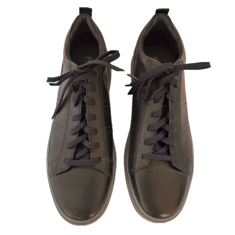 Geox Respira Low Top Leather Black Grey Size 12.5 Sneakers Lace Up EUC Men’s